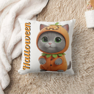 Almofada Travesseiro Decorativo de Halloween Gato Abóbora K
