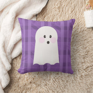 Almofada Travesseiro Decorativo de Halloween Xadrez Roxo Fa