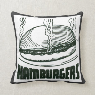 Almofada Travesseiro decorativo de Hamburgers de Diner Retr