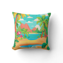 Travesseiro decorativo de ilha tropical paisagísti