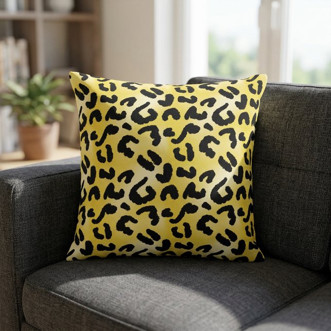 Almofada Travesseiro decorativo de impressão amarelo-claro  (Animal Print Pillow)