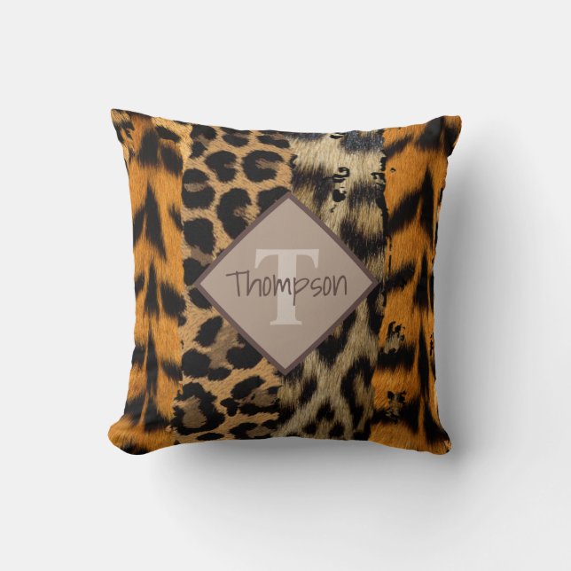Almofada Travesseiro decorativo de Impressão de Leopard e T (Frente)