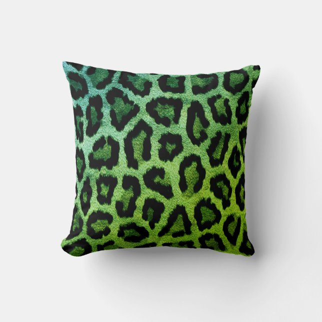 Almofada Travesseiro decorativo de impressão verde-leopardo (Frente)
