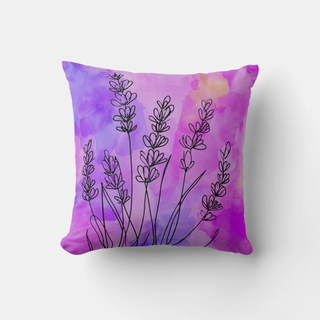 Almofada Travesseiro decorativo de Lavanda de água (Frente)