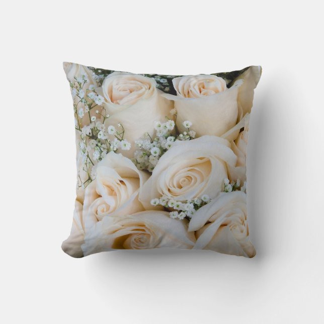 Almofada Travesseiro decorativo de Lindas Rosas Vermelhas e (Frente)