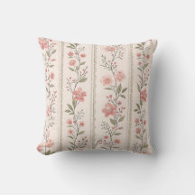 Travesseiro Decorativo de Listra Floral Blush Vint