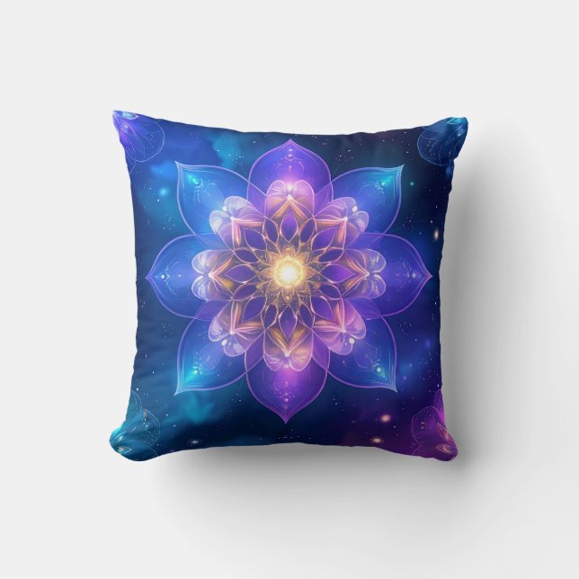 Almofada Travesseiro decorativo de Lotus com brilho cósmico (Frente)