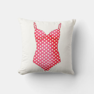 Almofada Travesseiro decorativo de maiô de Bolinhas vermelh