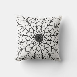 Almofada Travesseiro decorativo de Mandala Preto e Branco