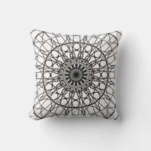 Almofada Travesseiro decorativo de Mandala Preto e Branco