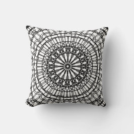 Almofada Travesseiro decorativo de Mandala Preto e Branco