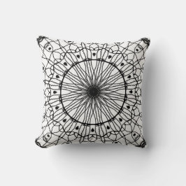 Almofada Travesseiro decorativo de Mandala Preto e Branco