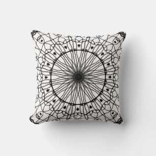 Almofada Travesseiro decorativo de Mandala Preto e Branco