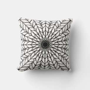 Almofada Travesseiro decorativo de Mandala Preto e Branco