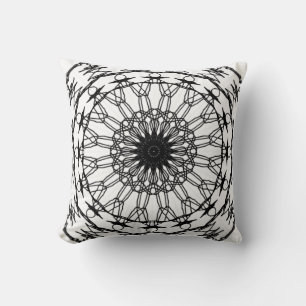 Almofada Travesseiro decorativo de Mandala Preto e Branco