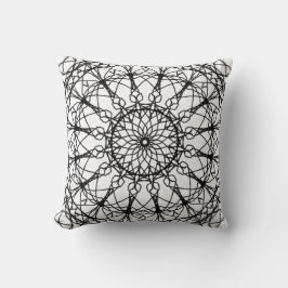 Almofada Travesseiro decorativo de Mandala Preto e Branco