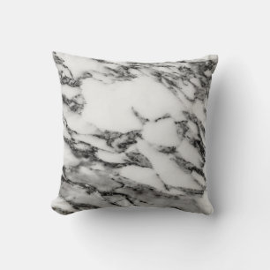 Almofada Travesseiro Decorativo de Mármore Preto e Branco