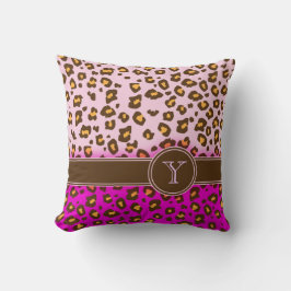 Almofada Travesseiro decorativo de monograma castanho-rosa 