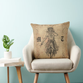 Almofada Travesseiro decorativo de monograma da arte tarot 