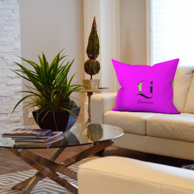 Almofada Travesseiro decorativo de monograma de cor aquosa  (Criador carregado)