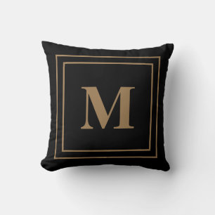 Almofada Travesseiro decorativo de Monograma Dourado preto