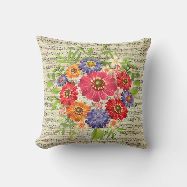 Almofada Travesseiro decorativo de música para folha de flo (Frente)