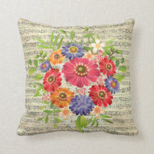 Travesseiro decorativo de música para folha de flo