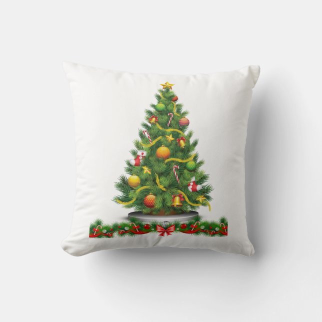 Almofada Travesseiro decorativo de Natal, Árvore de Natal (Frente)