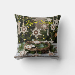 Almofada Travesseiro decorativo de Natal Boho Crochet Snowf