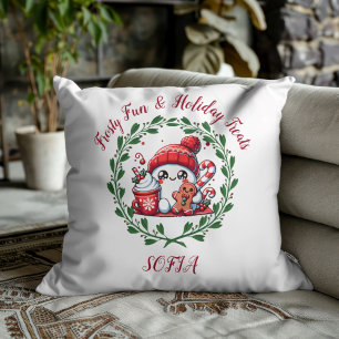 Almofada Travesseiro Decorativo de Natal com Boneco de Neve