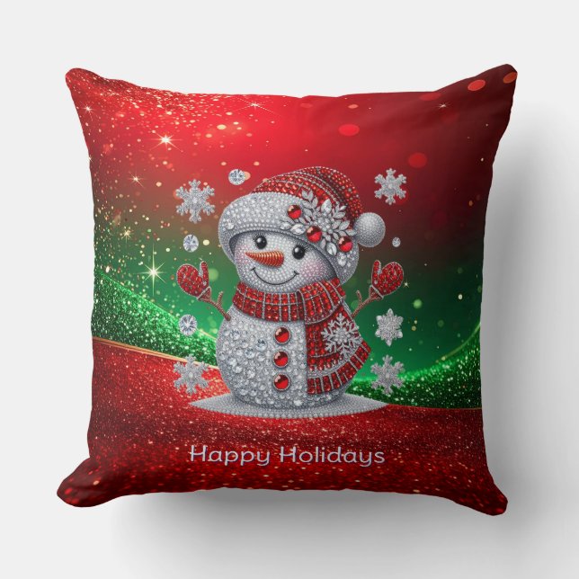 Almofada Travesseiro Decorativo de Natal com Homem de Neve  (Frente)