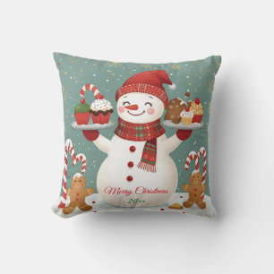 Almofada Travesseiro decorativo de Natal Cute Snowman Baker