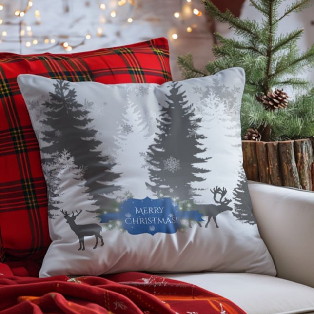 Almofada Travesseiro decorativo de Natal da Wonderland de i (Blue Winter Wonderland Christmas Throw Pillow)