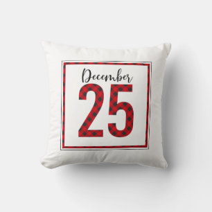 Almofada Travesseiro decorativo de Natal de Cheque Preto Ve