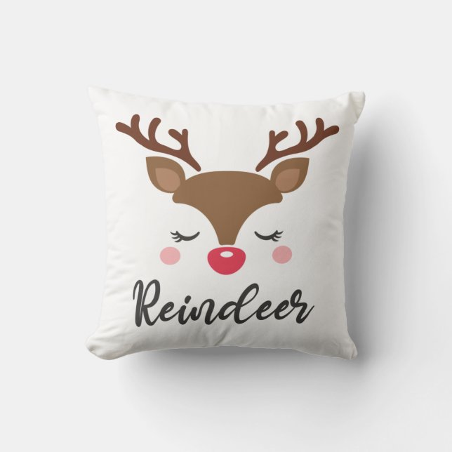 Almofada Travesseiro decorativo de Natal de Reindeer (Frente)
