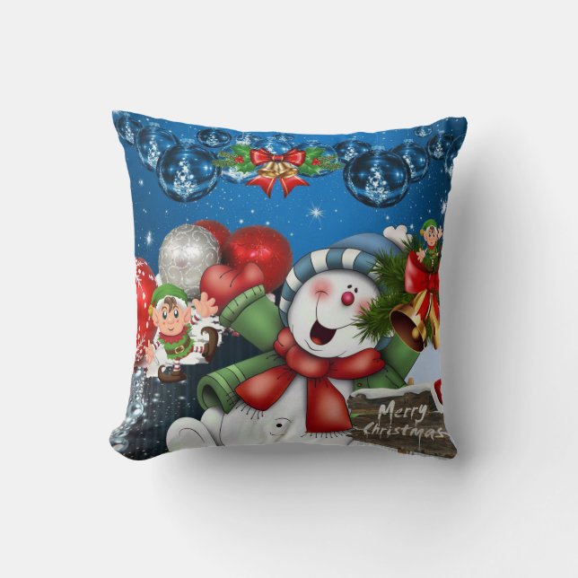 Almofada Travesseiro decorativo de Natal, Elf Snowman (Frente)