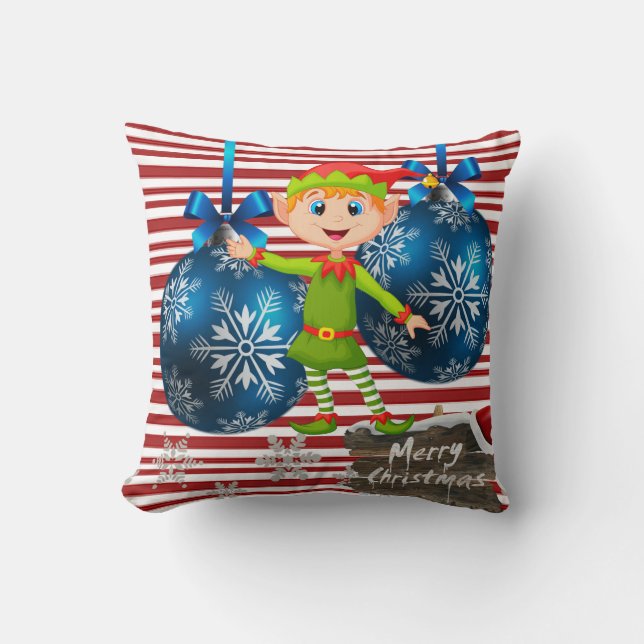 Almofada Travesseiro decorativo de Natal, Elf Stripe (Frente)