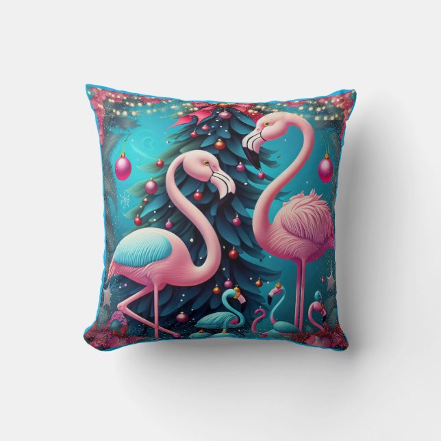 Almofada Travesseiro decorativo de Natal Flamingo (Frente)