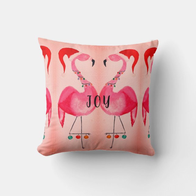 Almofada Travesseiro decorativo de Natal Joyous Flamingo (Frente)