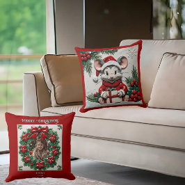 Almofada Travesseiro decorativo de Natal Presente e Rato