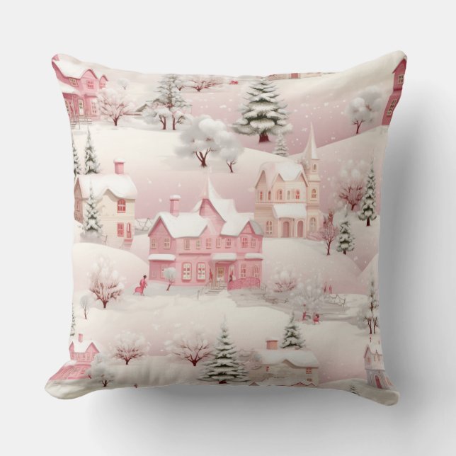 Almofada Travesseiro decorativo de Natal Rosa Pastel (Frente)
