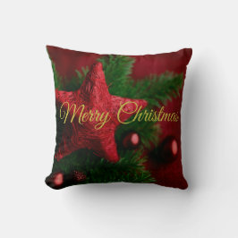 Almofada Travesseiro decorativo de Natal Rustic Red Star