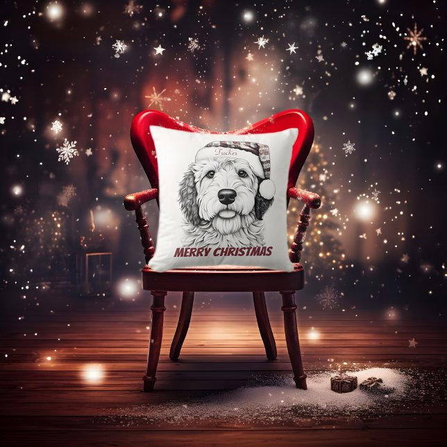Almofada Travesseiro decorativo de Natal Sheepadoodle (Sheepadoodle Christmas Pillow)