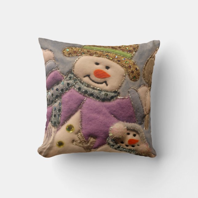 Almofada Travesseiro decorativo de Natal/Snowmen (Frente)