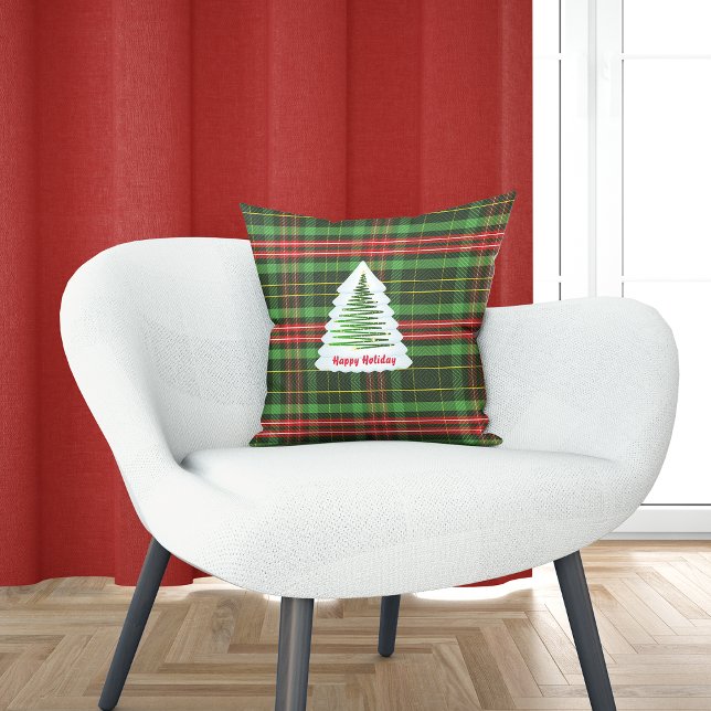 Almofada Travesseiro decorativo de Natal Vermelho e xadrez  (Criador carregado)