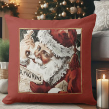 Travesseiro decorativo de Natal Vintage Santa Clau