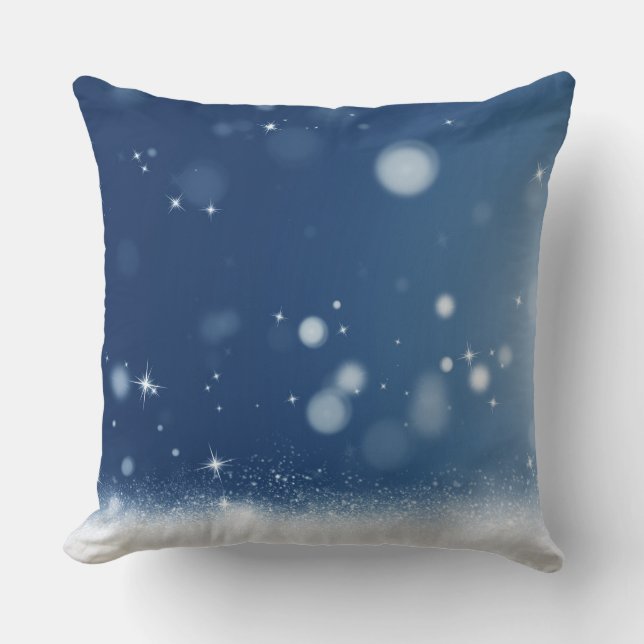 Almofada Travesseiro decorativo de neve e luzes (Frente)
