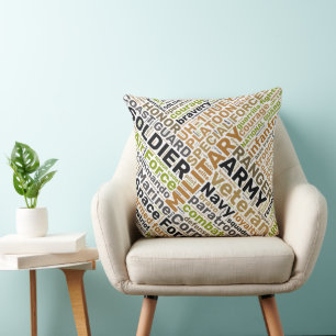 Almofada Travesseiro decorativo de Nuvem de Palavras Milita