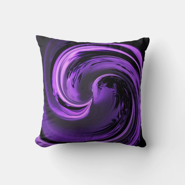 Almofada Travesseiro decorativo de Ondas de Roxo Ametist (Frente)