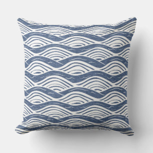 Almofada Travesseiro decorativo de Ondas do Oceano Azul e B